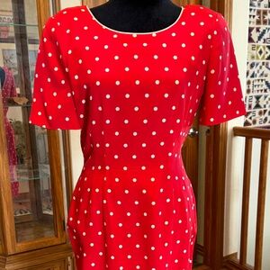 Vintage Nippon Boutique Silk Red and White Polka dot dress.